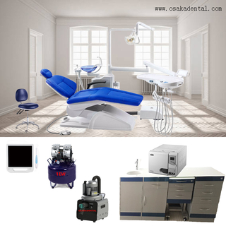 Sillón dental sencillo con mueble dental para clínica dental.