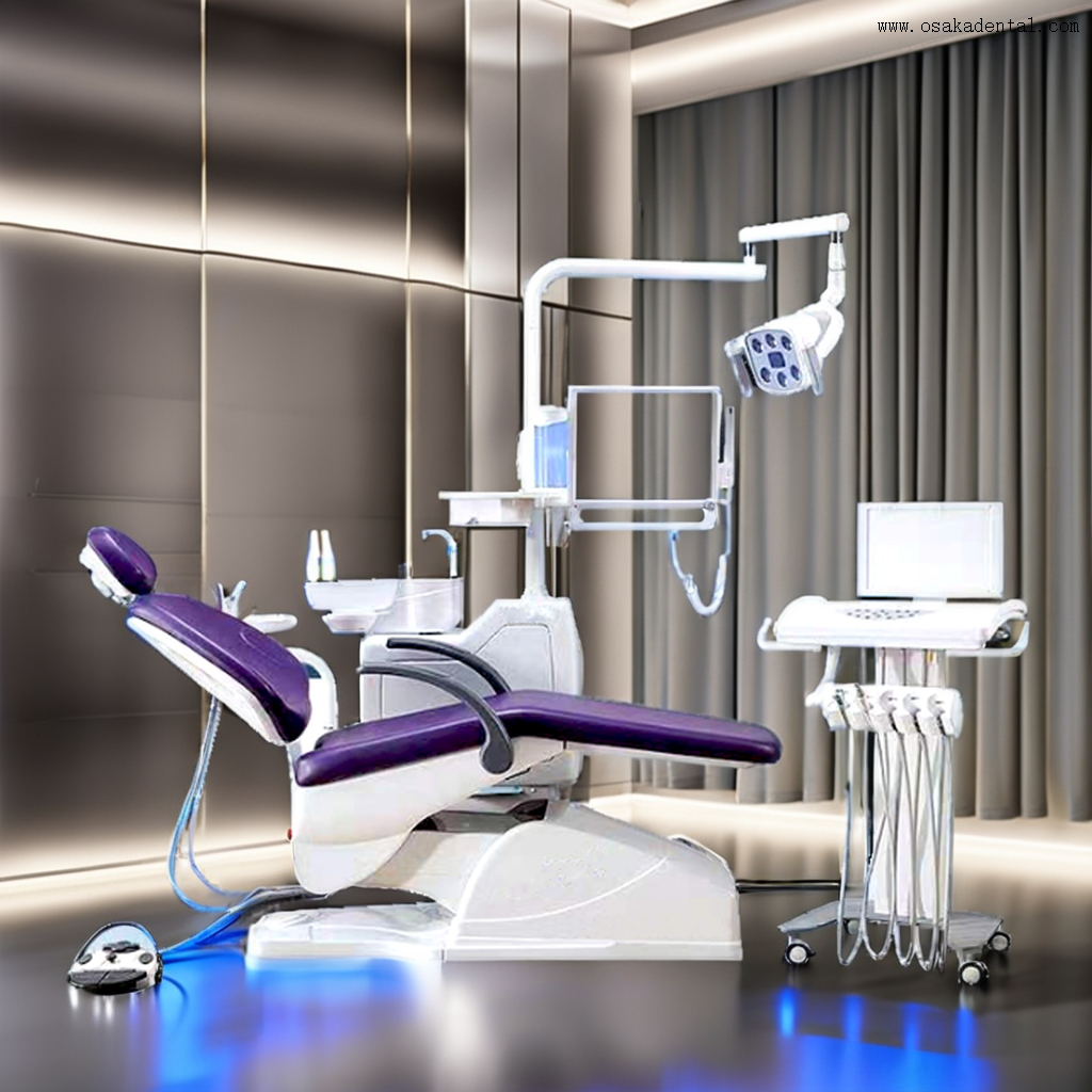 Sillón dental avanzado con luz halógena para clínicas dentales modernas y elegantes