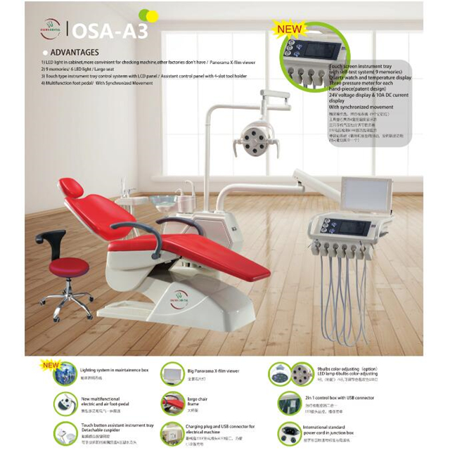 Lámpara LED Unidad de silla dental con bandeja de pantalla táctil OSA-A3