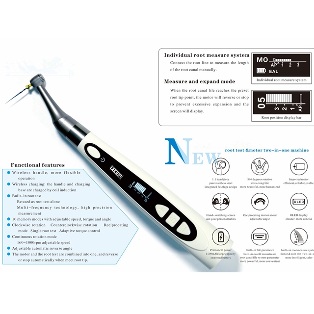 Endomotor inalámbrico dental con localizador APEX