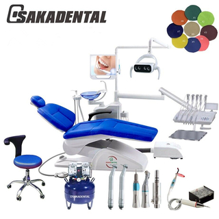 Nueva unidad de silla dental montada en el modelo con compresor