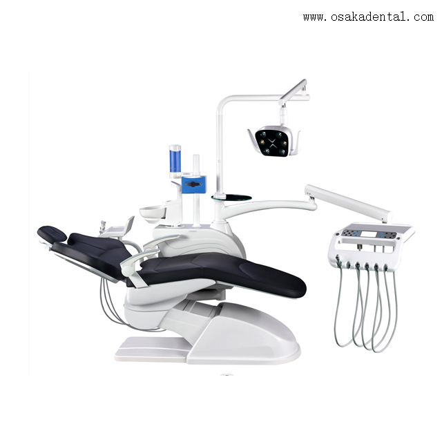 Sillón dental de alta calidad en color negro con cámara bucal dental y monitor de 17 pulgadas