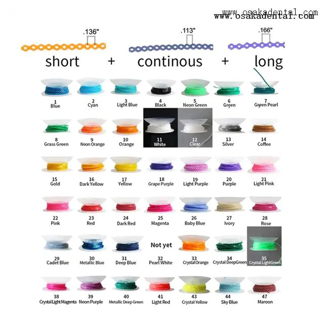 Cadena de poder elástica de ortodoncia colorida