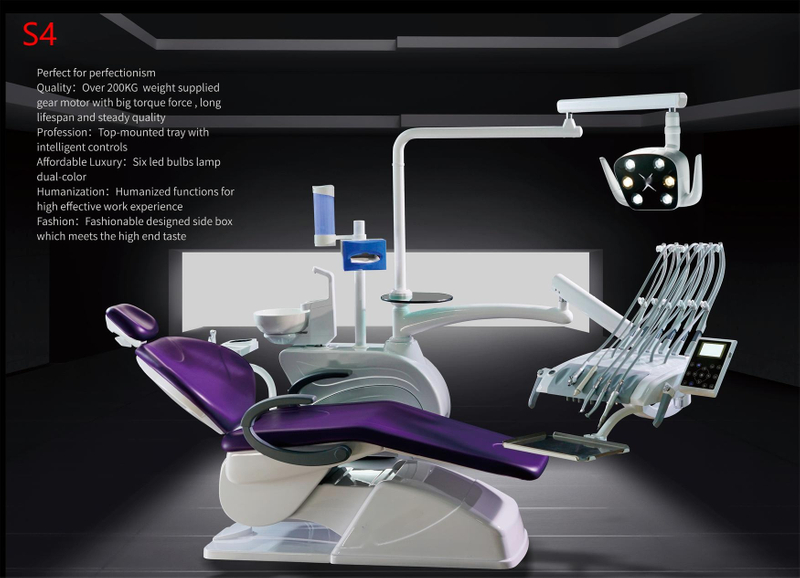 Sillón dental con bandeja montada en la parte superior Equipo de sillón dental de ventas populares Unidad dental integral controlada S4 Equipo dental