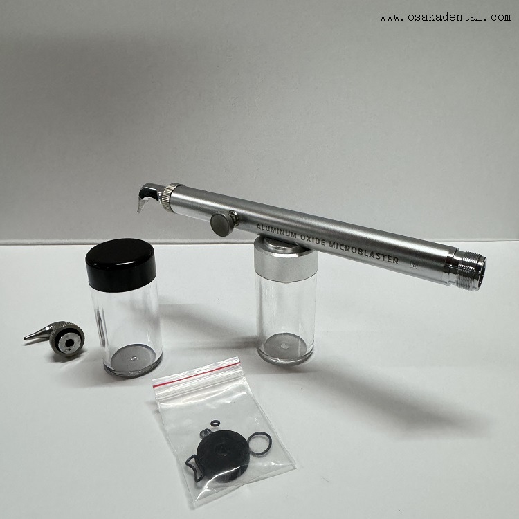 Maestro de abrasión de aire de óxido de aluminio dental con mango de latón, boquilla de acero de tungsteno, con dos boquillas, con refrigeración por agua OSA-F298-A8