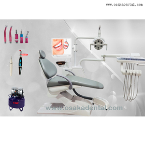 Sillón dental OSA-A2 con juego de pieza de mano dental con compresor de aire con cámara bucal con lámpara de polimerización y escalador ultrasónico