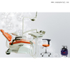 Sillón dental con taburete dental con cuero color naranja