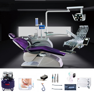 Juego de sillón dental con bandeja montada en la parte superior con asiento estable