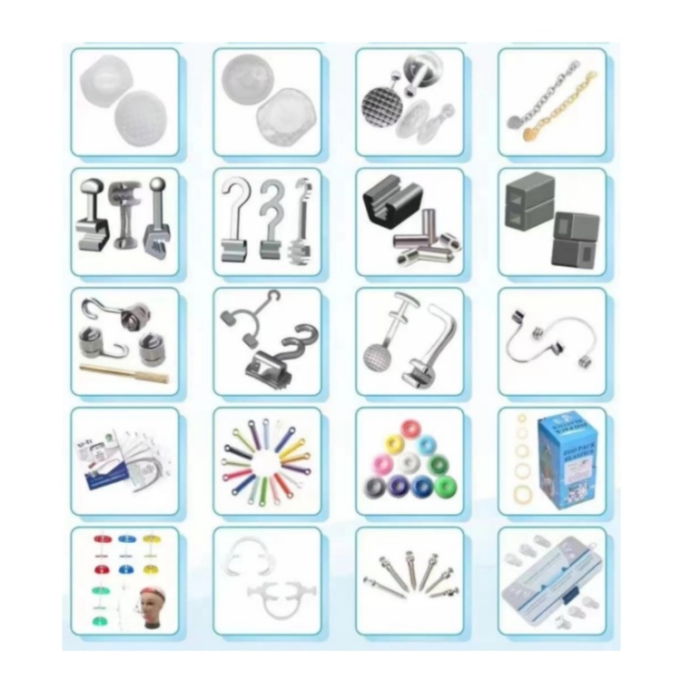 Diferentes tipos de soportes y accesorios de ortodoncia dental (2)