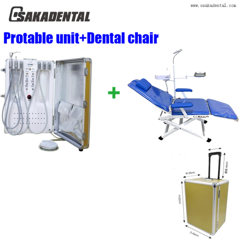 Unidad dental portátil de aleación de aluminio dental con carro y con compresor de aire