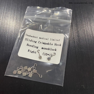 Gancho engarzable deslizante para ortodoncia Dental, unión monobloque derecha