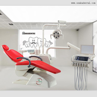 Unidad de silla dental moderna profesional con taburete dental