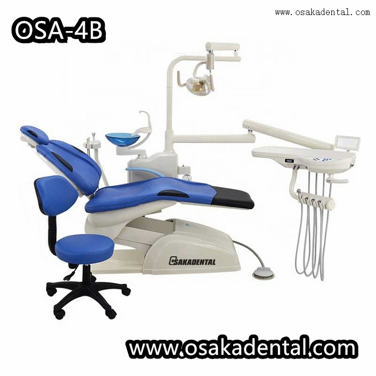 Sillón dental de color amarillo con escalador ultrasónico.