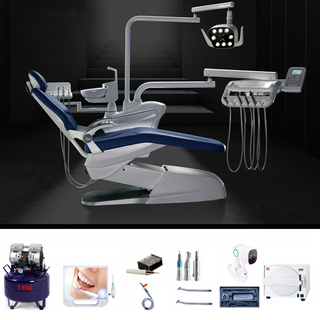 Sillón dental de cuero con monitor y autoclave para clínica