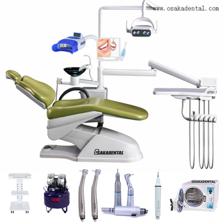 Sillón dental económico con autoclave dental y pieza de mano dental y compresor de aire dental.
