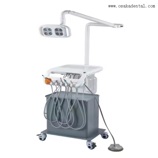 Unidad dental portátil con compresor y lámpara LED de 8 bombillas