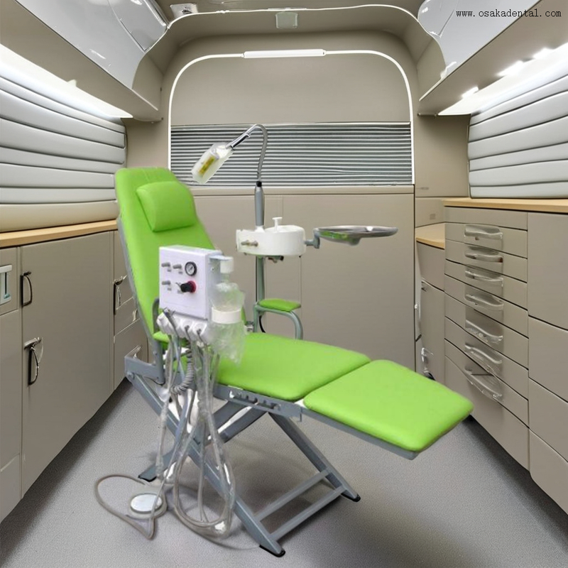 sillón dental plegable portátil con diseño compacto y móvil