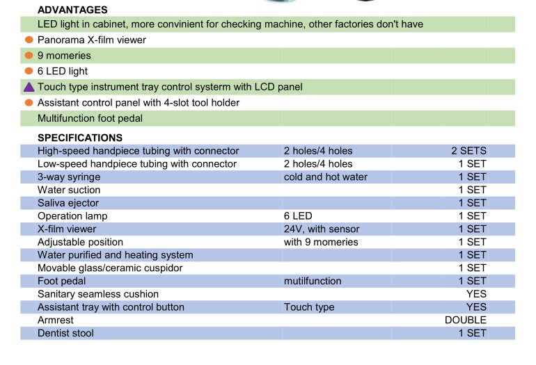 OSA-A3 Nueva unidad dental de lujo Silla dental con 9 memorias y visor panorámico de películas X