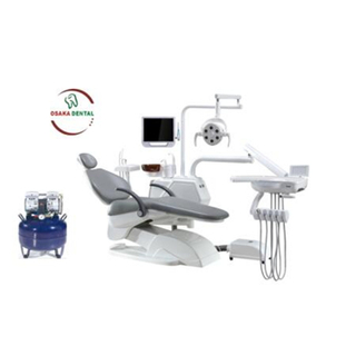 Una unidad dental de tipo económico y un sillón dental con luz LED
