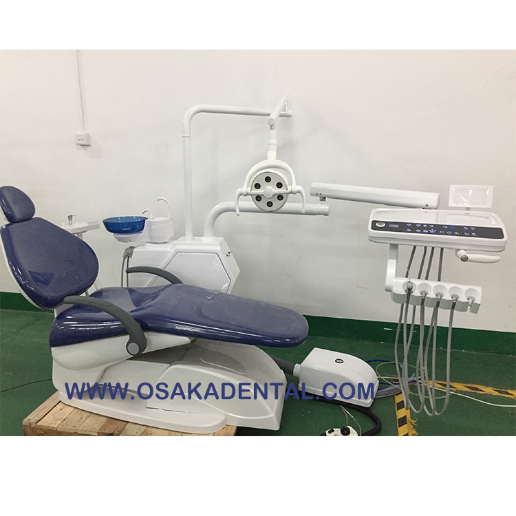 Silla dental con luz LED en el gabinete, más conveniente para la máquina de control, silla dental de alto nivel con 9 momeries