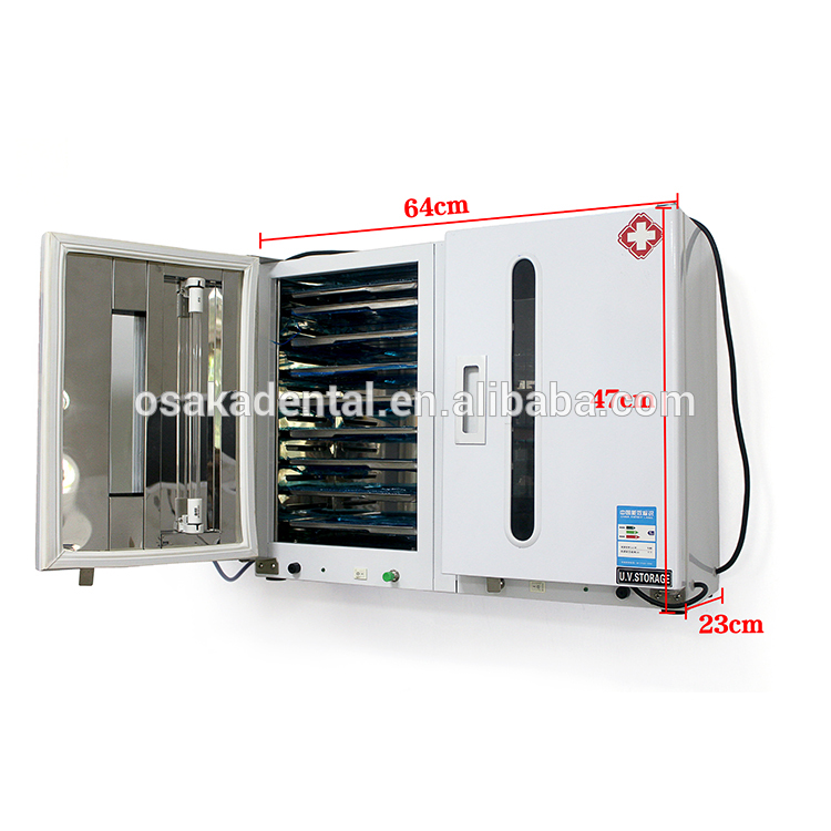 Gabinete de esterilización ultravioleta dental de dos puertas 60L con sincronización y ozono con 20 bandejas inoxidables