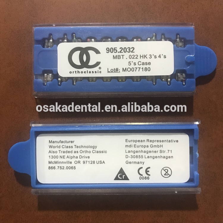 Soportes de ortodoncia dental ROTH / MBT / Edgwise con caja azul OC