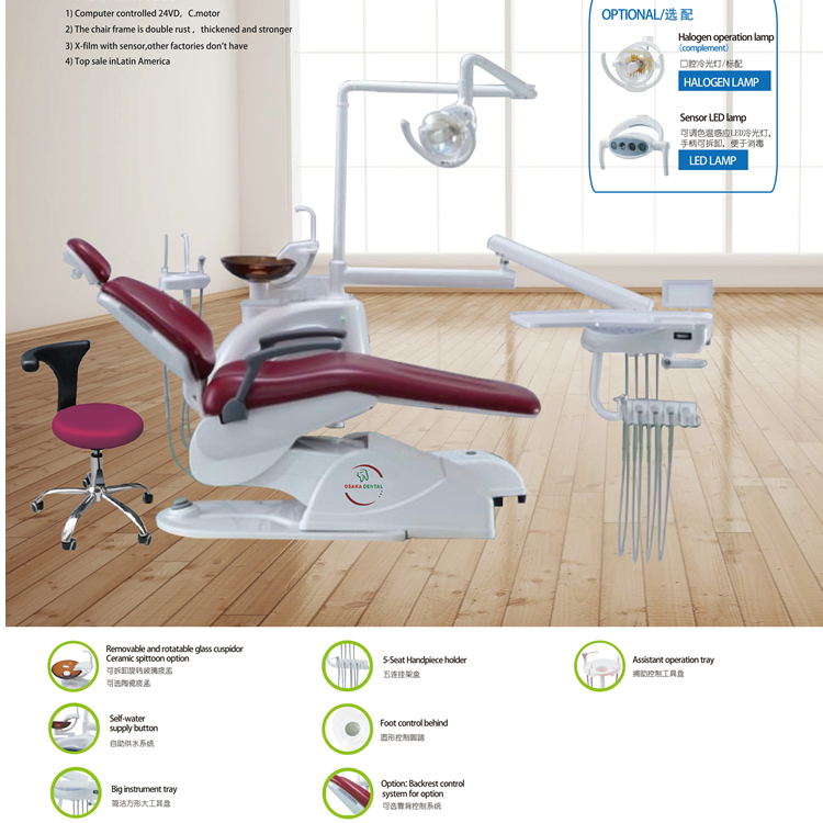 Un cómodo y buen precio Unidad dental y sillón dental con lámpara led o lámpara halógena