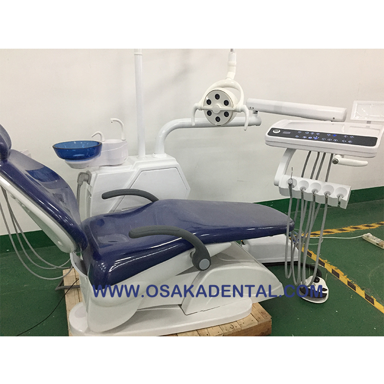 Silla dental con luz LED en el gabinete, más conveniente para la máquina de control, silla dental de alto nivel con 9 momeries