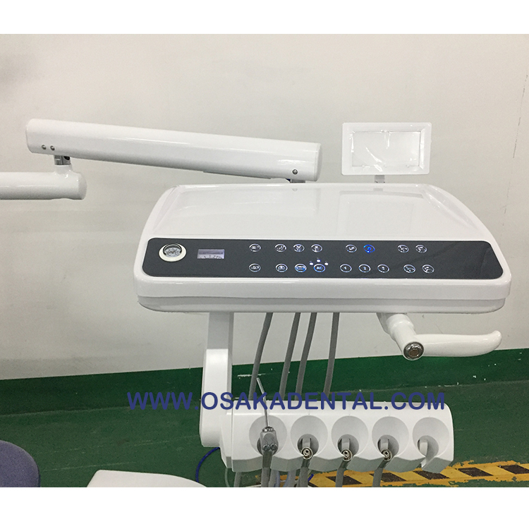 Silla dental con luz LED en el gabinete, más conveniente para la máquina de control, silla dental de alto nivel con 9 momeries