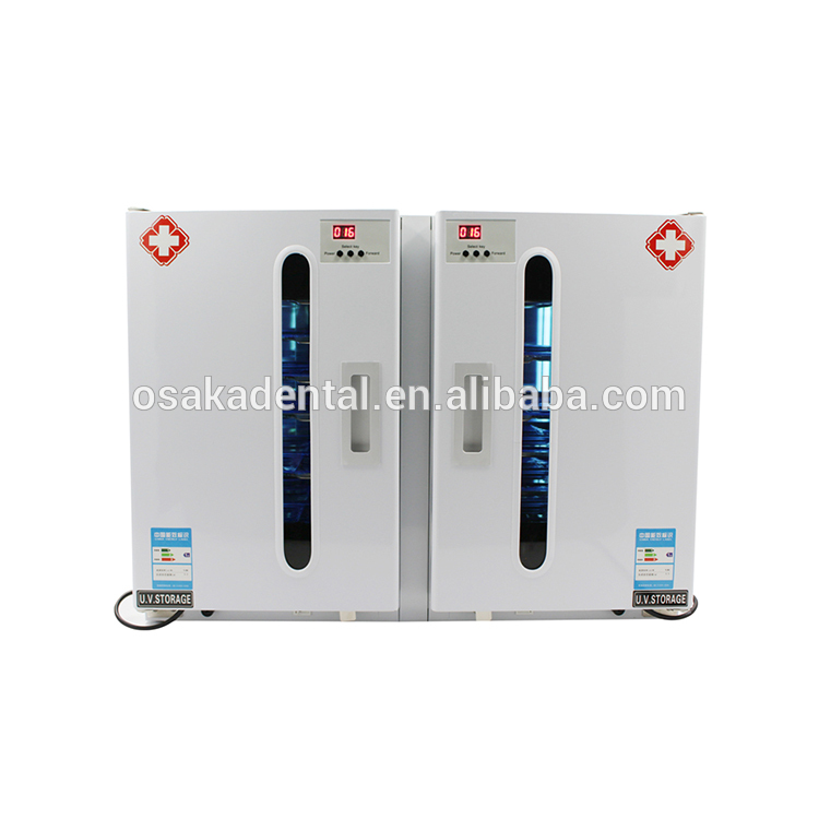 Gabinete de esterilización ultravioleta dental de dos puertas 60L con sincronización y ozono con 20 bandejas inoxidables