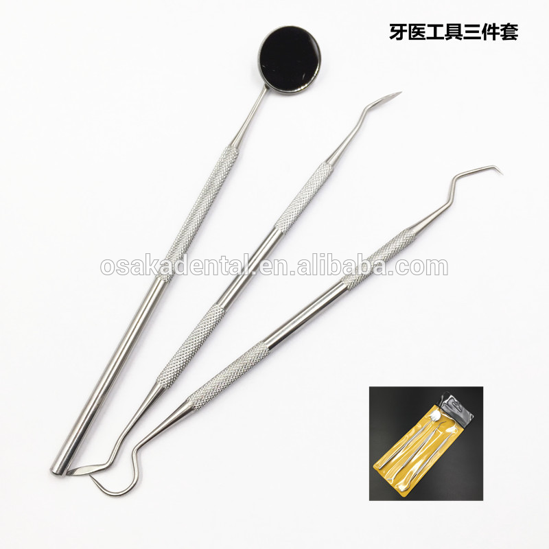 A Dental Instrument 3 PCS One Set con espejo y talladores y exploradores de cera