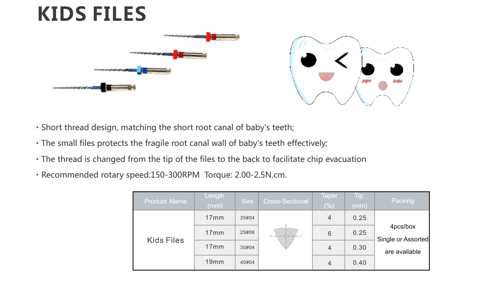 Un nuevo archivo de Blue Protaper Kids para niños