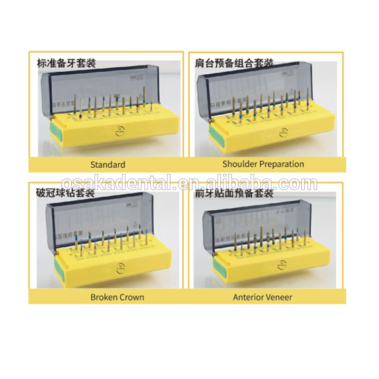 Un kit de fresa dental de diamante con diferentes tamaños