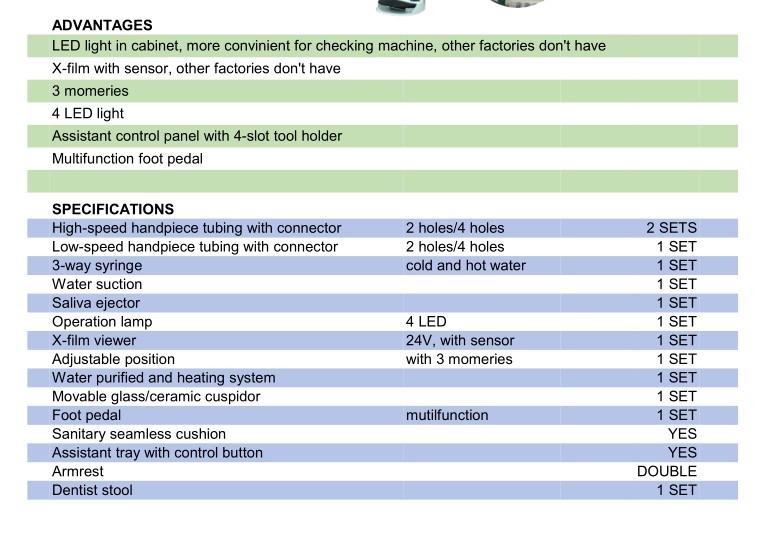 OSA-A1 Unidad dental inteligente de nuevo diseño Silla dental con 3 memorias