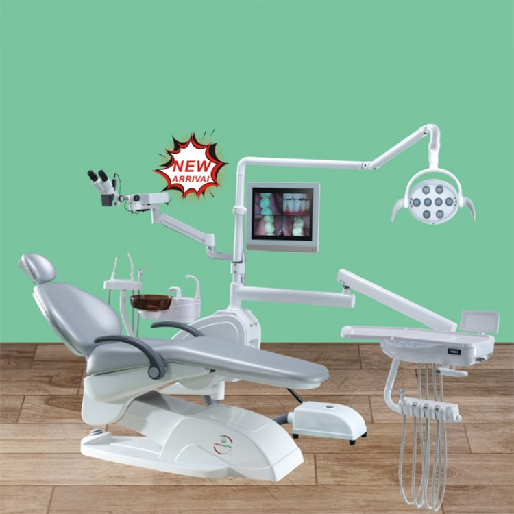 Silla dental con microscopio de luz LED y kit de cámara de monitor agregado