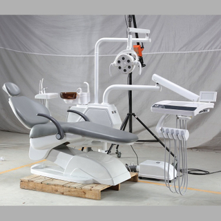 silla dental barata con 6 luces LED, pedal multifuncional y sistema de control de bandeja de instrumentos con botón táctil